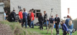 Tom Hiddleston filming The Night Manager at Blackpool Mill 2015